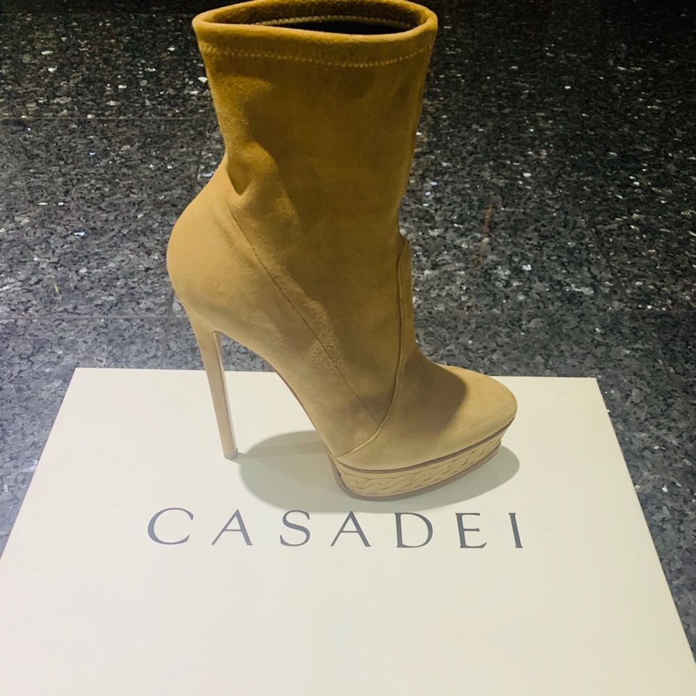 CASADEI Nude/Beige Ankle Sock Boots 39.5EU